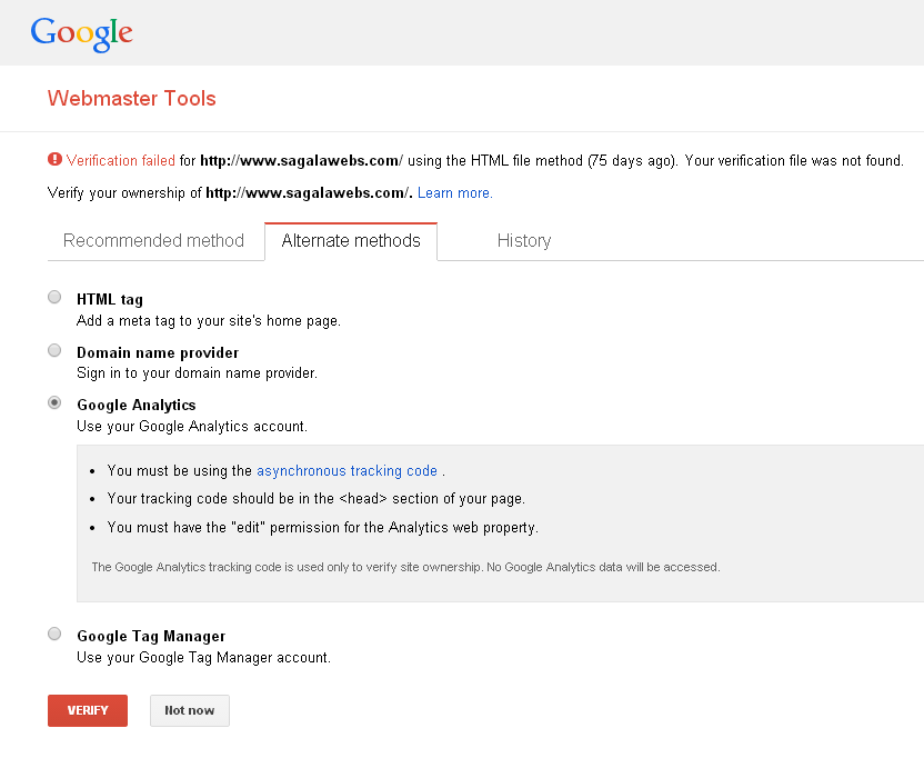 Methods To Verify Site Ownership To Google