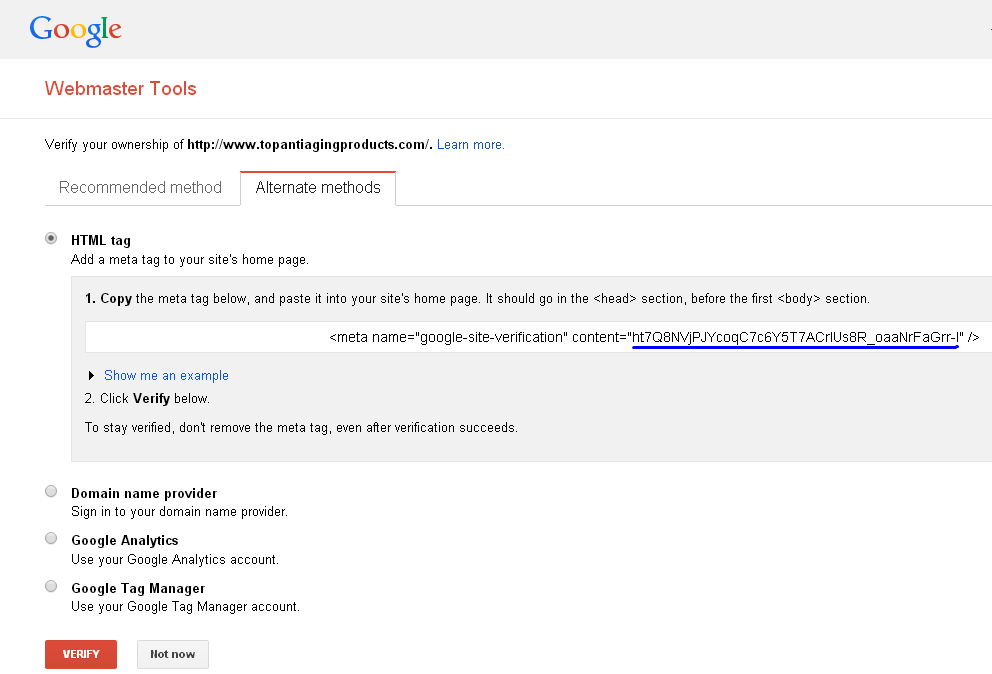 Verify Site Ownership With Google Webmaster Tools 