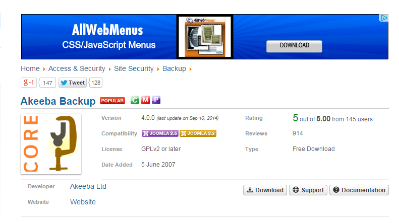 back up your joomla website