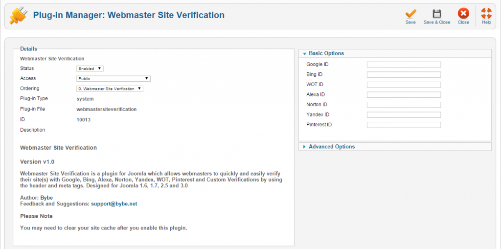 how to verify your joomla site for webmaster tools